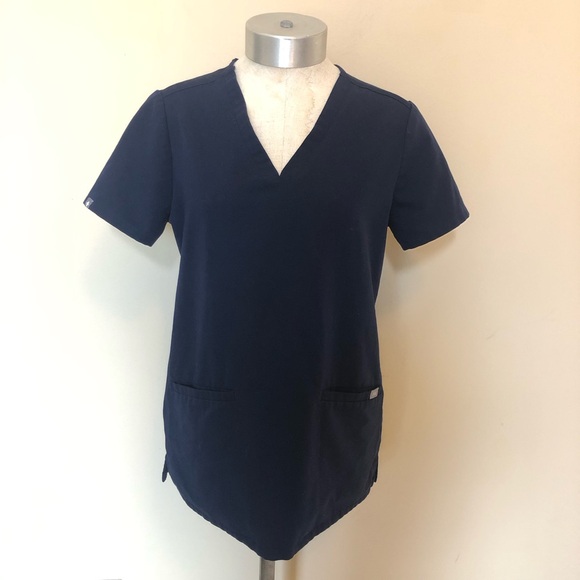 Figs Tops - Figs technical collection v neck casma 3 pocket scrubs top navy blue
